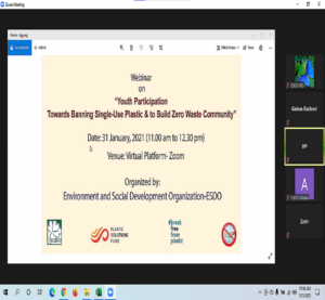 Webinar on “Youth Participation towards Single-Used Plastic and to Build Zero Waste Community”